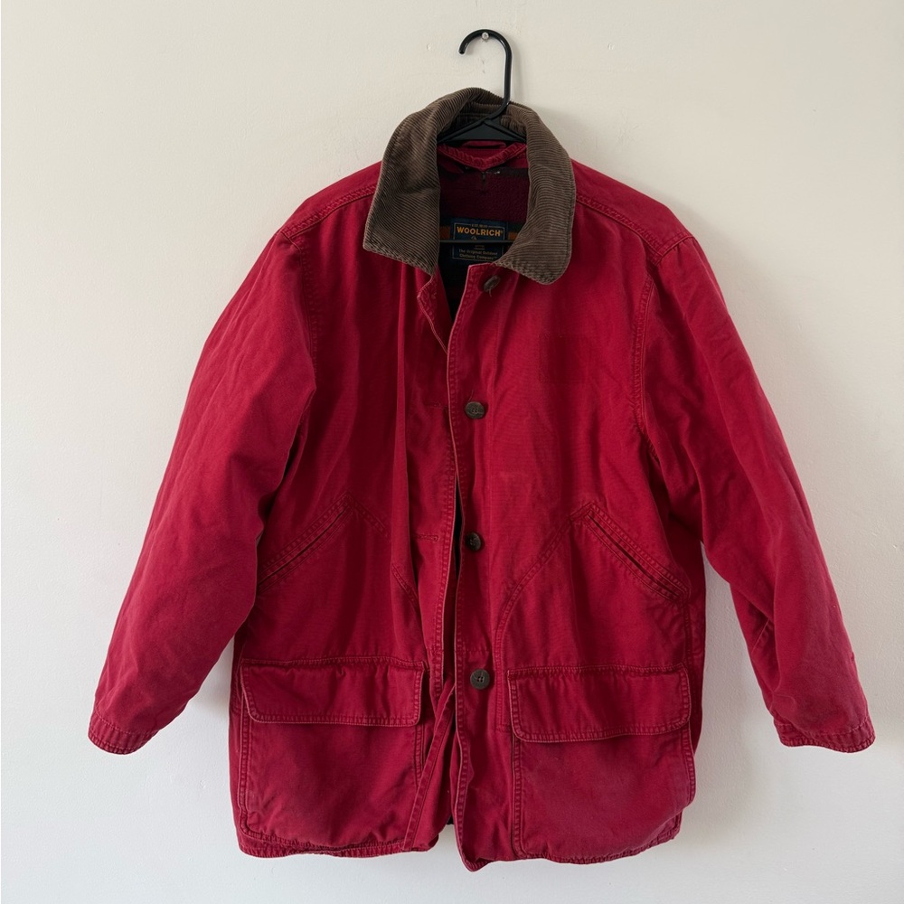 Woolrich Red Ruby Lined Chore Coat Barn Jacket Vi… - image 1